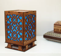 Light Up Lantern with Star Projection (Medium Wood)
